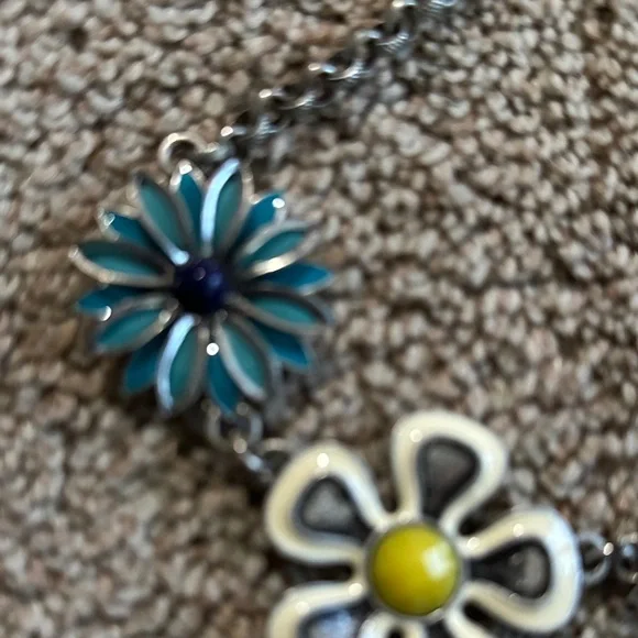 Lucky Brand Floral Charm Necklace with Blue and Yellow Accents - Picture 2 of 9